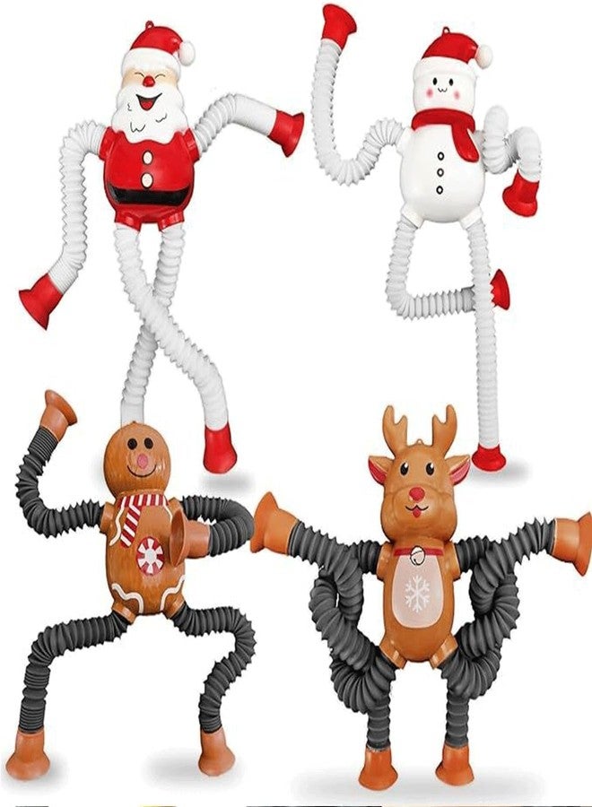 MANVI Giraffe Suction Pop Tube Toy, Robot, Boy, X-mas & Giraffe Telescopic Suction Cup Toy for Boys & Girls, Shape & Shape Changing Giraffe Suction Pop Tube for Kids (X-mas Pack of 4) - Image 1